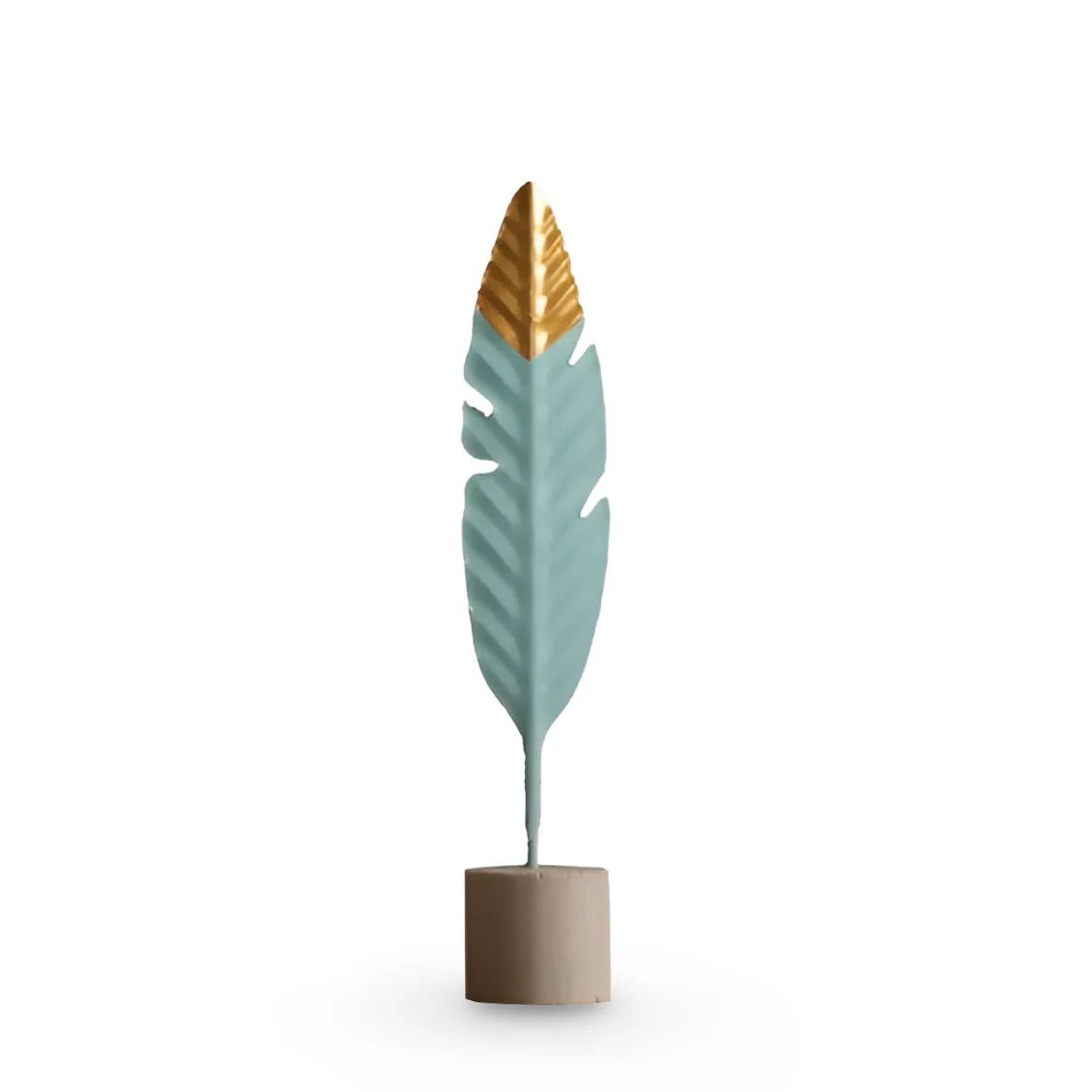 Table Ornament | Feather & Leaf Design Wood & Iron