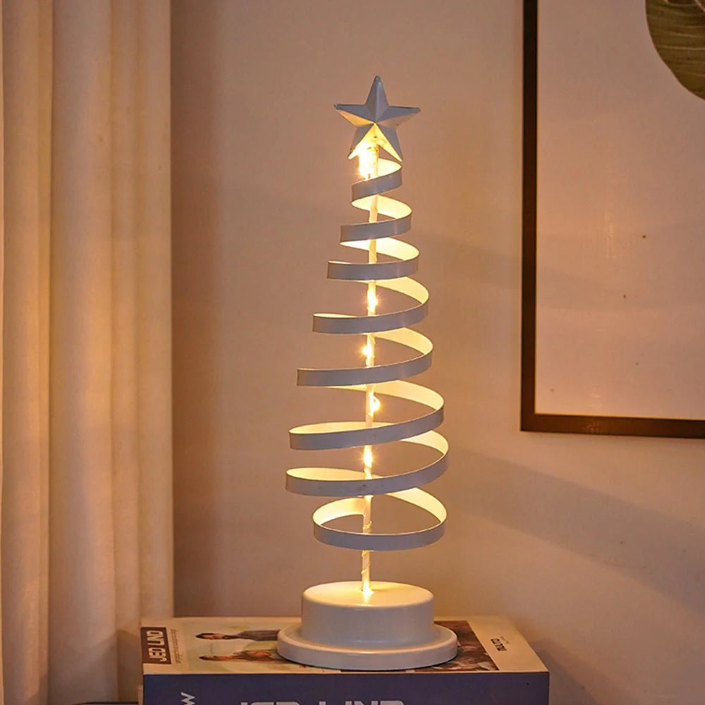 Tabletop Christmas Tree | Spiral Warm-White LEDs & Star Top | 33 cm