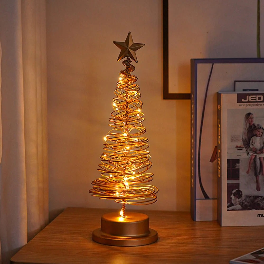 Tabletop Christmas Tree | Spiral Warm-White LEDs & Star Top | 33 cm