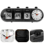 Tabletop Clock | Retro Analog Quartz & Flip Calendar
