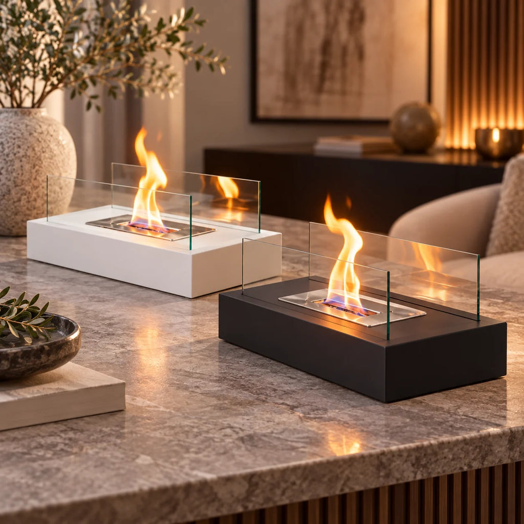 Tabletop Fireplace | Tempered Glass & Ethanol Burner