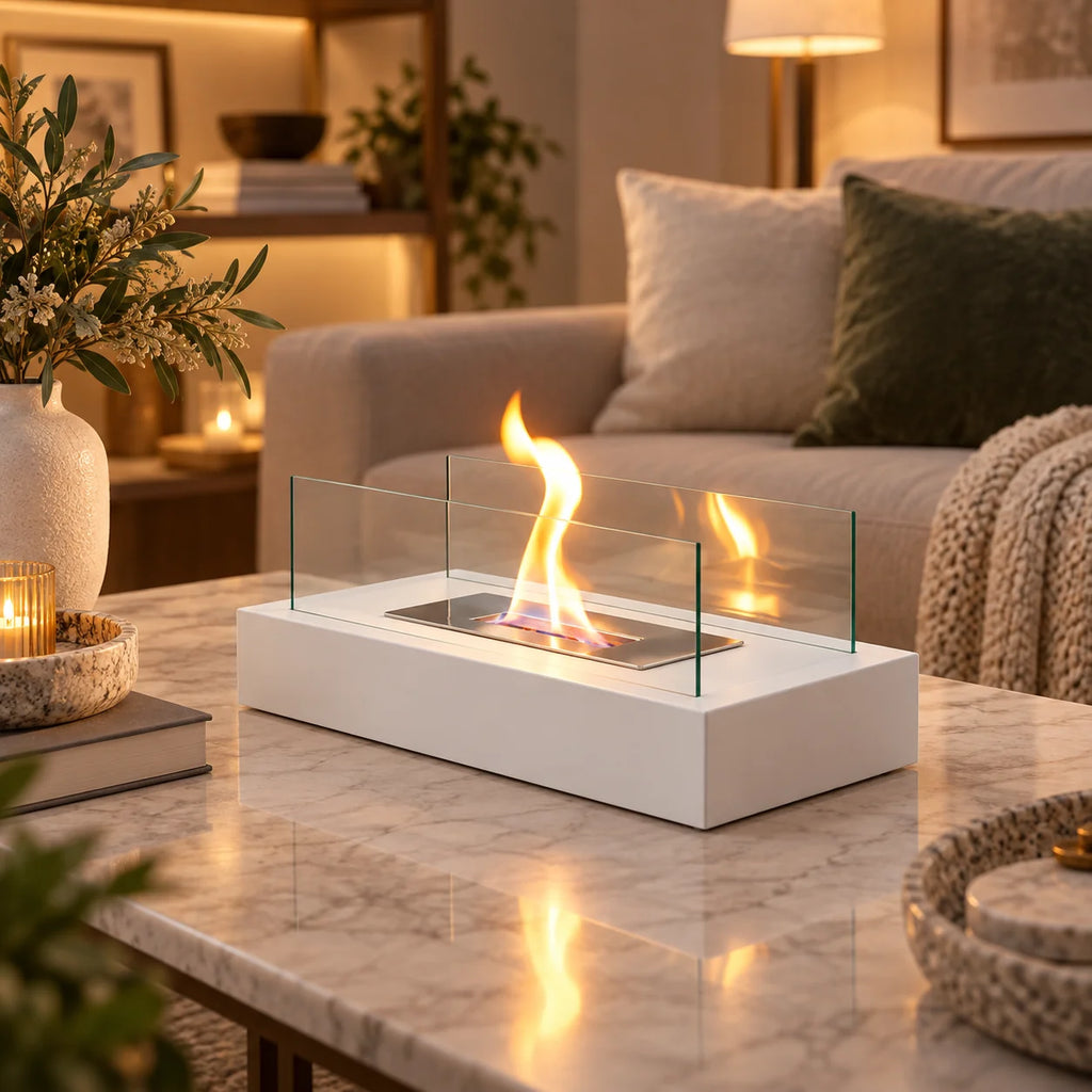 Tabletop Fireplace | Tempered Glass & Ethanol Burner