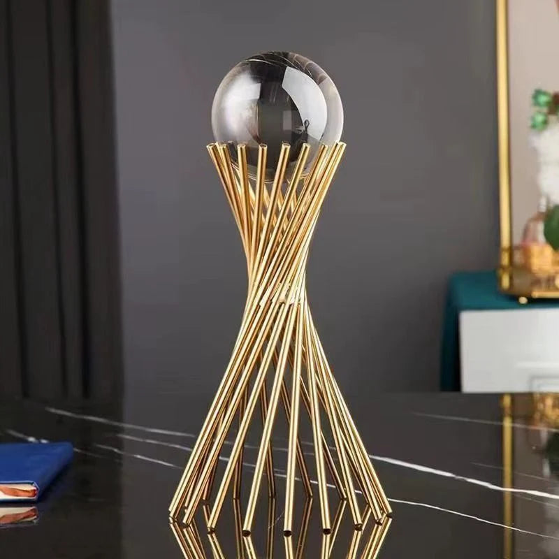 Tabletop Statue | Sphere-Inspired Metal & Gold Finish