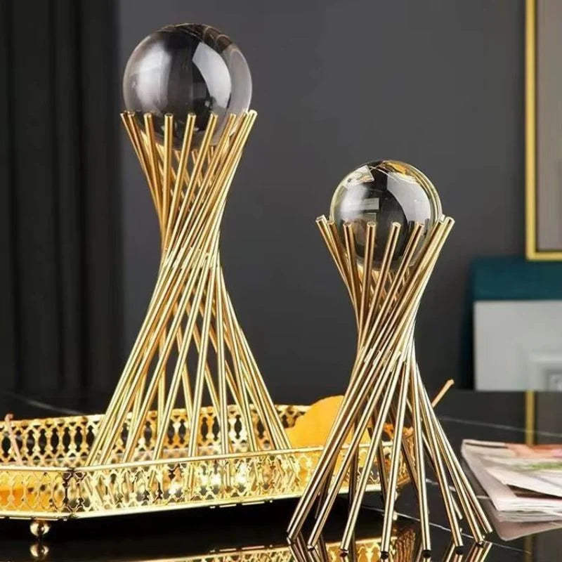 Tabletop Statue | Sphere-Inspired Metal & Gold Finish
