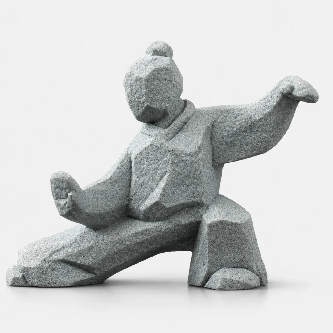 Tai Chi Figurine | Faceted Stone-Look & Matte Marble Finish
