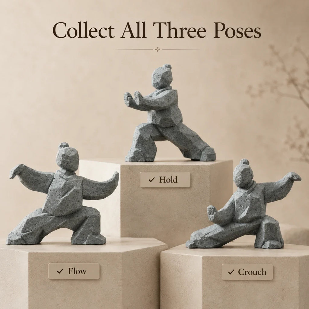 Tai Chi Figurine | Faceted Stone-Look & Matte Marble Finish