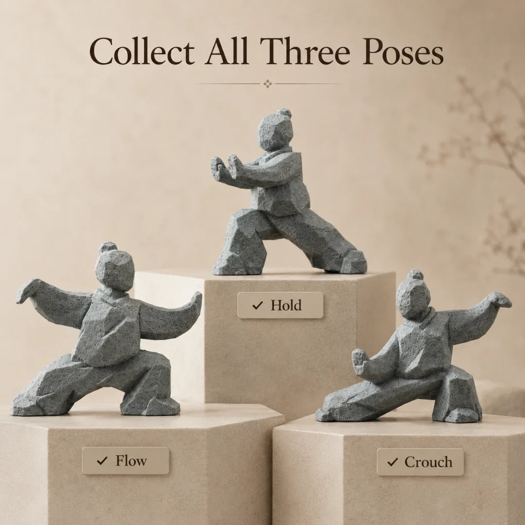 Tai Chi Figurine | Faceted Stone-Look & Matte Marble Finish