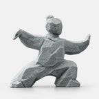 Tai Chi Figurine | Faceted Stone-Look & Matte Marble Finish