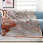 Throw Blanket | 100% Cotton Jacquard Gauze | Lightweight & Breathable