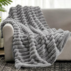 Throw Blanket | Plush Ribbed Microfiber | Oversized 60x80