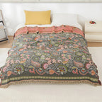 Throw Blanket | Reversible Boho Floral & Cotton Gauze