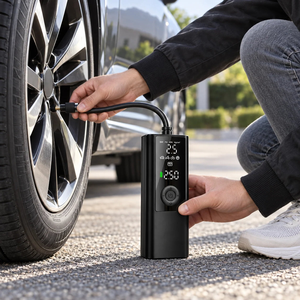 Tire Inflator | Digital Display & Automatic Shut-Off | Rechargeable Cordless