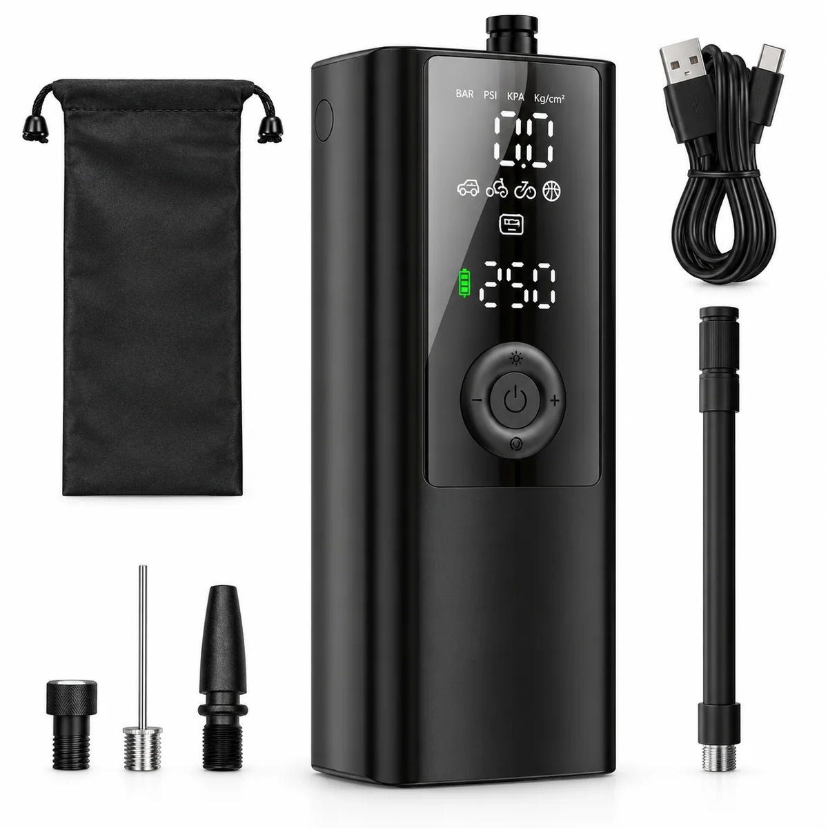 Tire Inflator | Digital Display & Automatic Shut-Off | Rechargeable Cordless