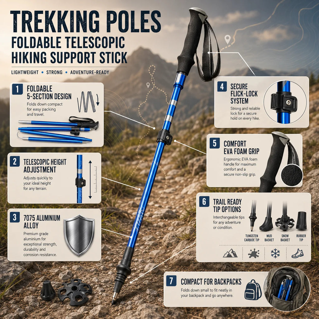 Trekking Pole | Quick-Lock Telescopic & Foldable | 30/36 cm