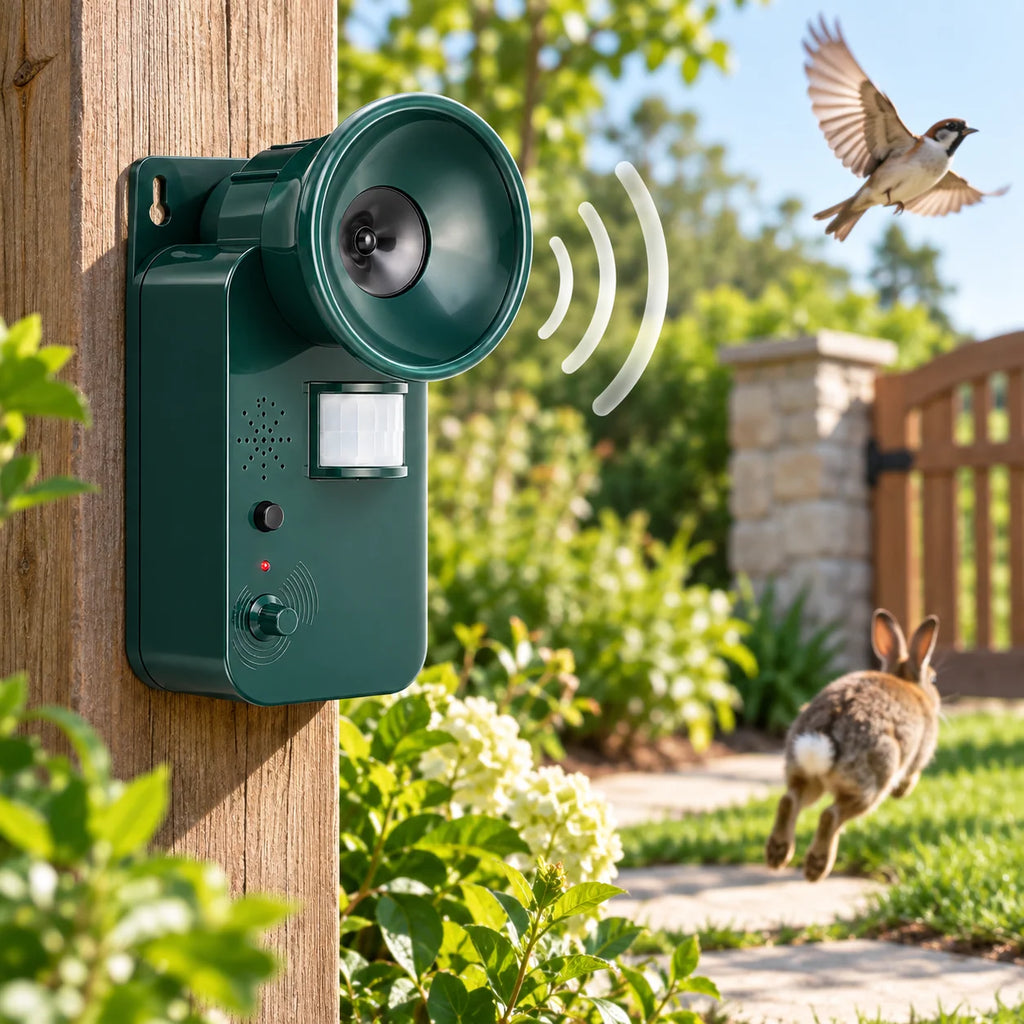 Ultrasonic Animal Repeller | Motion-Activated & Cordless | Adjustable Frequency