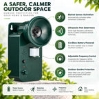 Ultrasonic Animal Repeller | Motion-Activated & Cordless | Adjustable Frequency