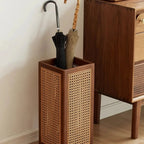 Umbrella Stand | Rubberwood Frame & Rattan Weave | 20 In Height