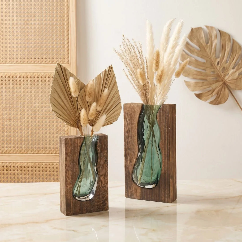 Vase | Live Edge Wood & Glass