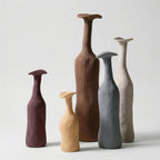 Vase Set | Hand-Formed & Textured Earth Tones | 5-Piece