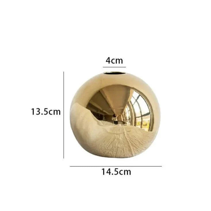 Vase | Spherical Glossy Gold | Available In 3 Sizes