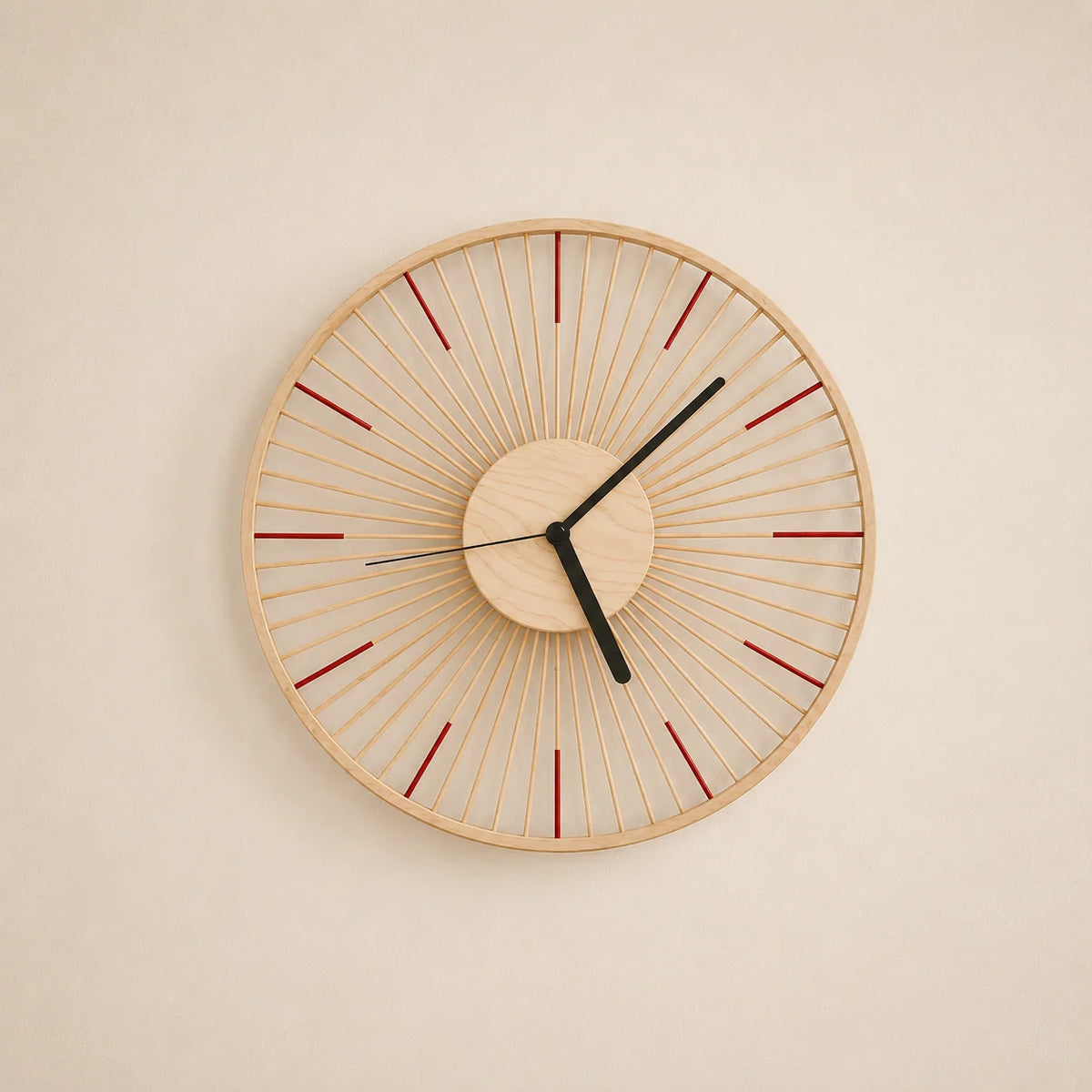 Wall Clock | Bamboo & Ash Wood Silent Spiderweb Dial | 33 cm