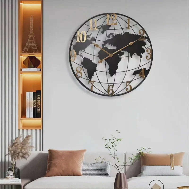 Wall Clock | Contemporary World Map Design | 60 cm