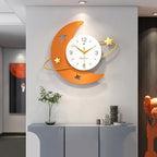 Wall Clock | Crescent Moon & Gold Stars | Silent Sweep Movement