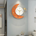 Wall Clock | Crescent Moon & Gold Stars | Silent Sweep Movement