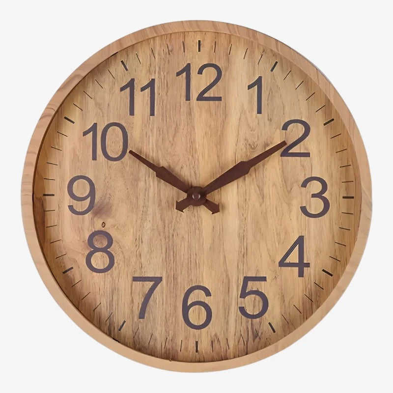 Wall Clock | Digital Display & Brown Finish | 30.5 cm Diameter