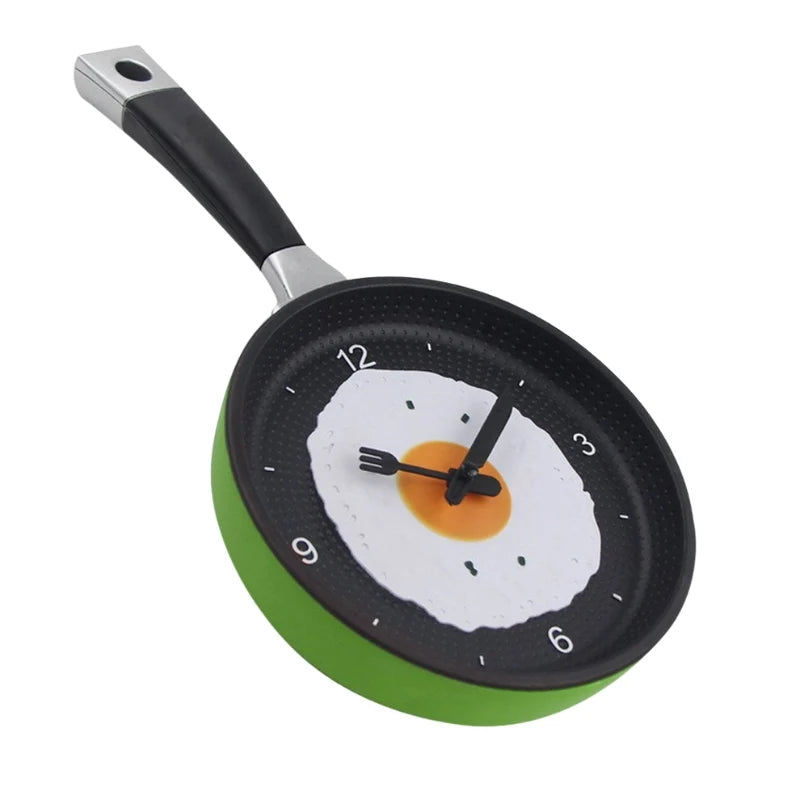 Wall Clock | Frying Pan & Fried Egg Design | Easy-to-Read Numbers