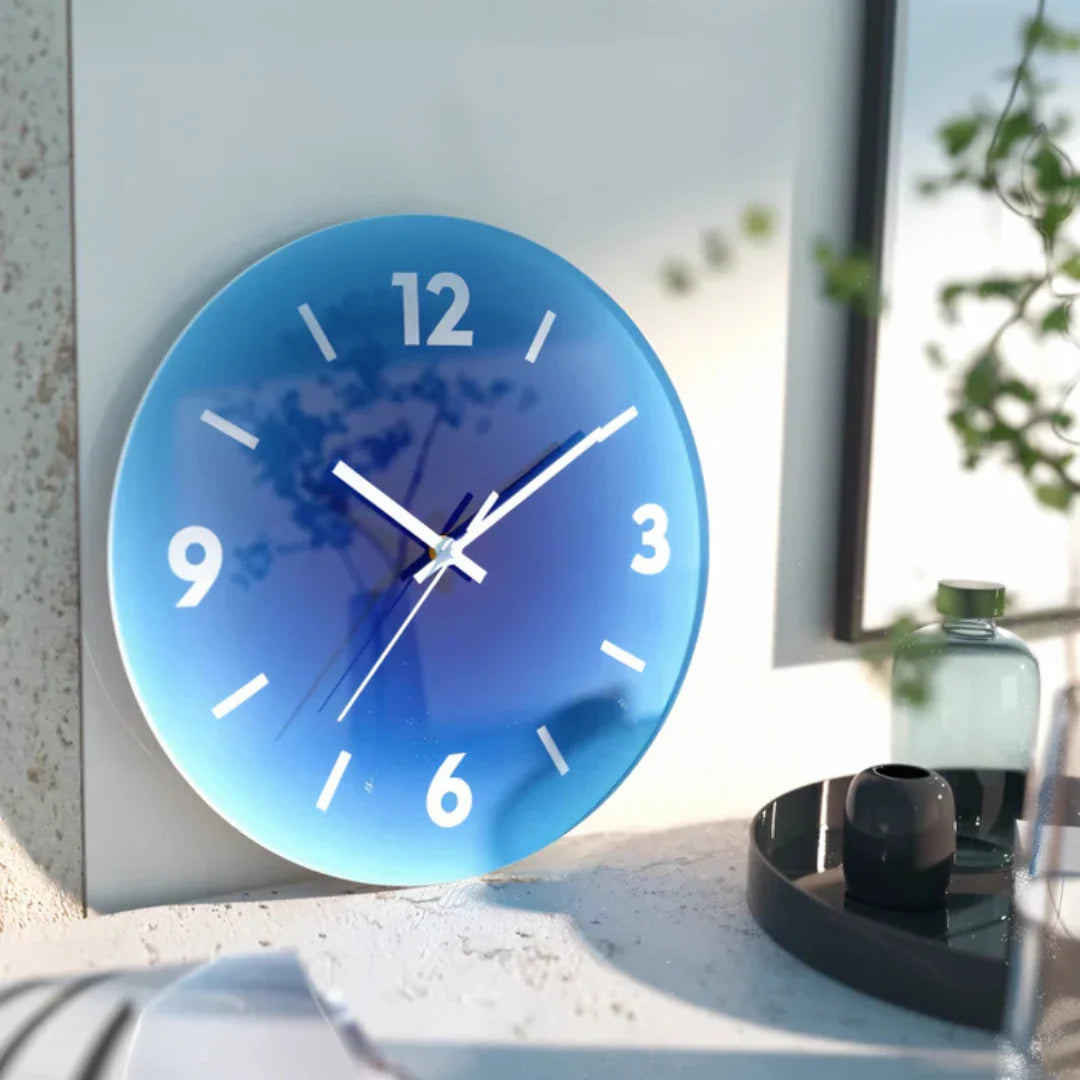 Wall Clock | Glass & Acrylic | Silent Quartz Movement | 30 Cm Diameter