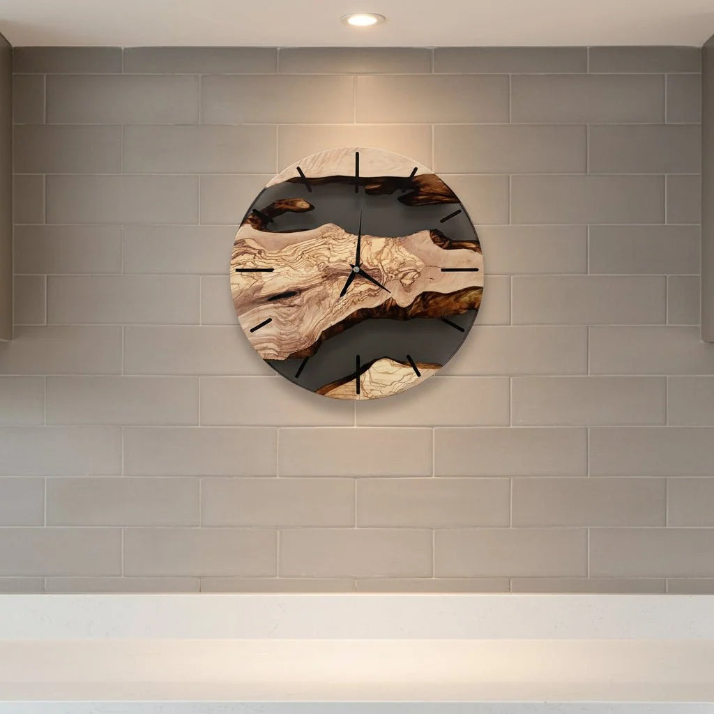 Wall Clock | Natural Wood & Silent Quartz | Round 31 cm