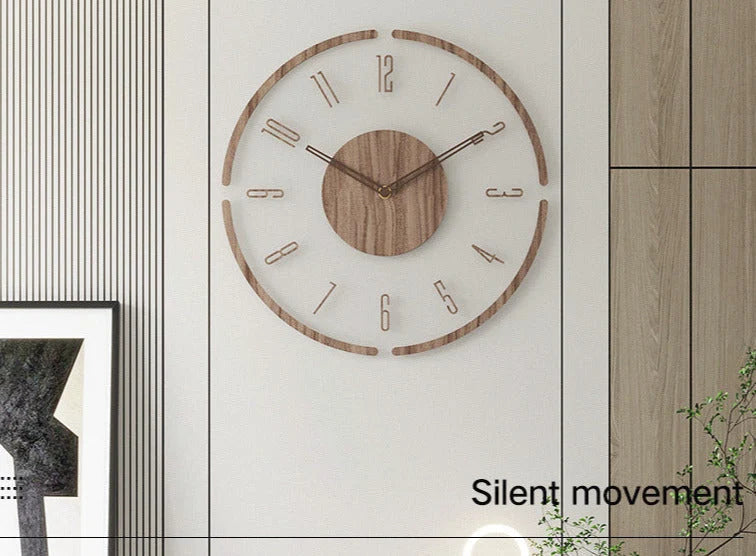 Wall Clock | Scandinavian Minimalist Solid Wood & Silent Operation | 35.5 cm