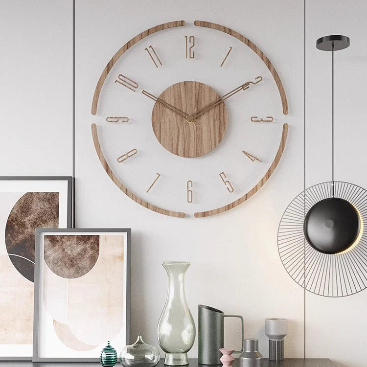 Wall Clock | Scandinavian Minimalist Solid Wood & Silent Operation | 35.5 cm