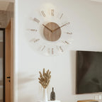 Wall Clock | Scandinavian Minimalist Solid Wood & Silent Operation | 35.5 cm