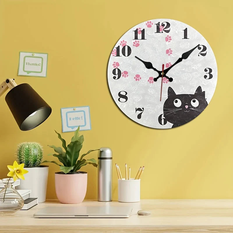 Wall Clock | Silent Movement & Black Cat Design