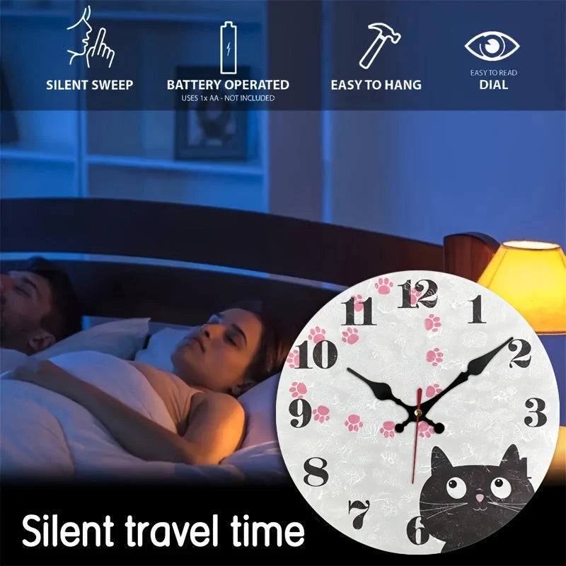 Wall Clock | Silent Movement & Black Cat Design