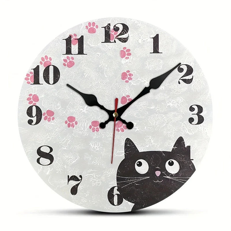 Wall Clock | Silent Movement & Black Cat Design