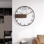 Wall Clock | Walnut Wood & Iron Frame | 50 cm