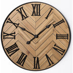 Wall Clock | Wood & Metal With Roman Numerals | 30 cm