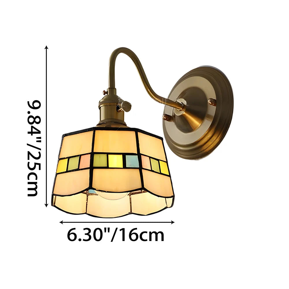 Wall Lamp | Art Deco Stained Glass & Copper Frame | E26/E27 Bulb Included