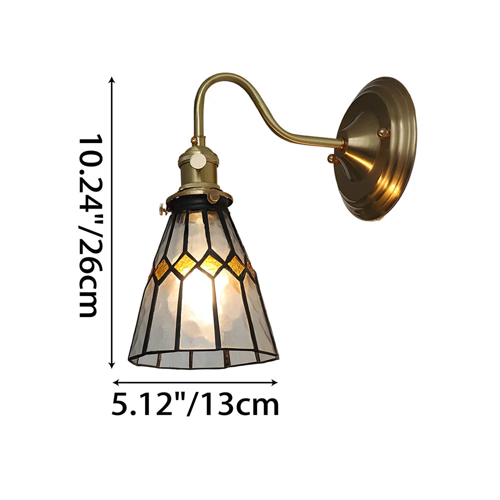 Wall Lamp | Art Deco Stained Glass & Copper Frame | E26/E27 Bulb Included