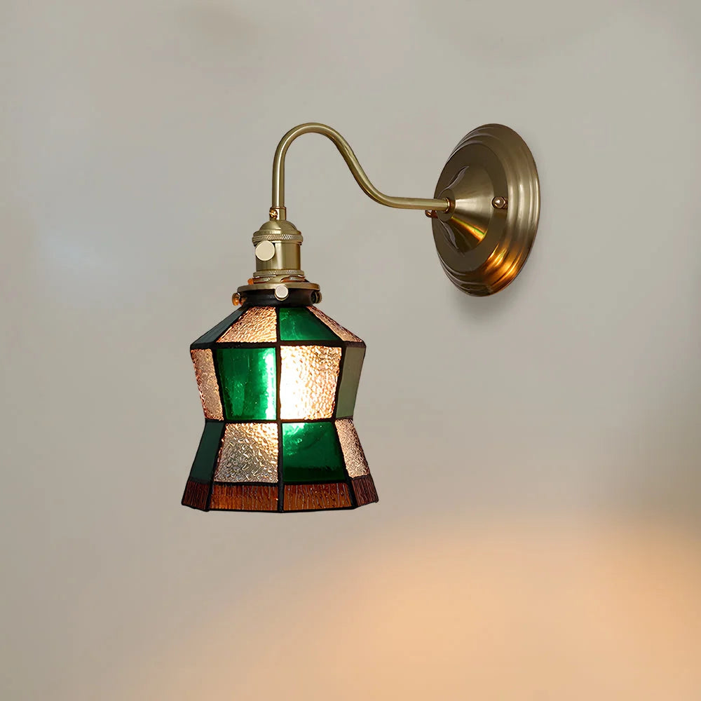 Wall Lamp | Art Deco Stained Glass & Copper Frame | E26/E27 Bulb Included