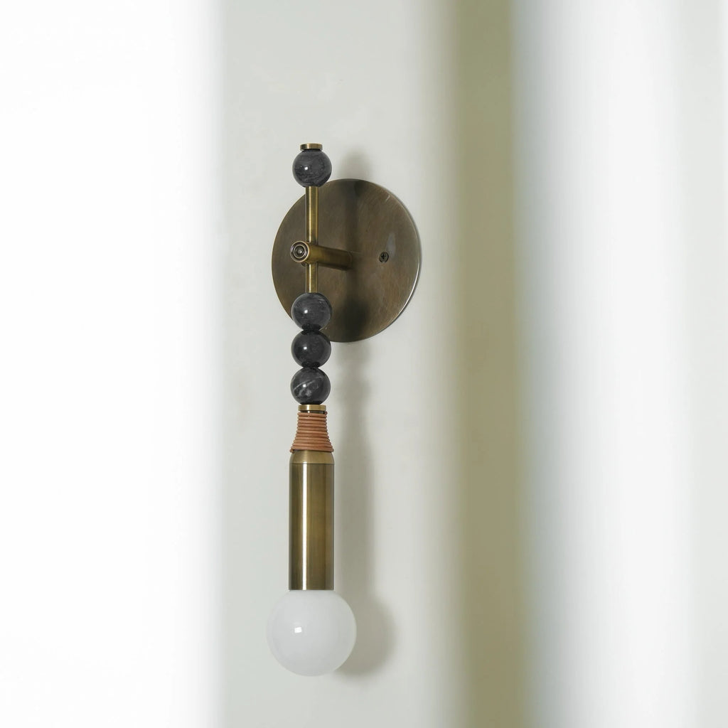 Wall Lamp | Brass Body & Marble Accent | 48 cm Height