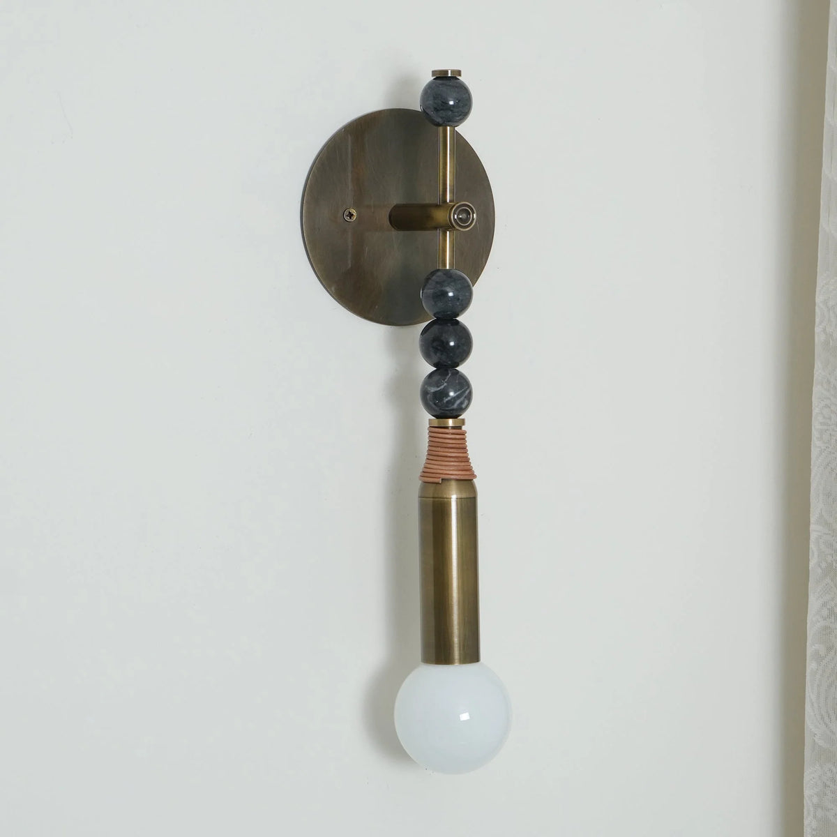 Wall Lamp | Brass Body & Marble Accent | 48 cm Height