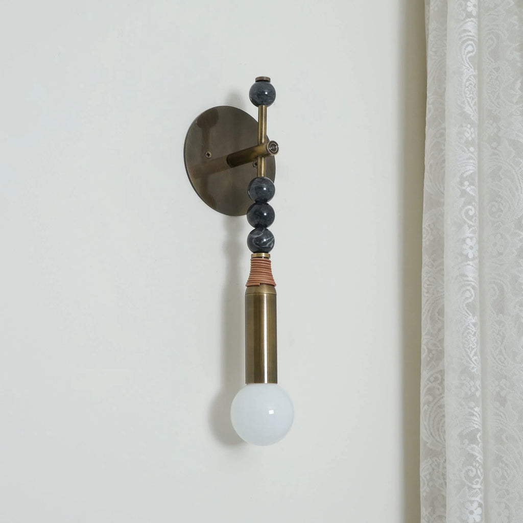 Wall Lamp | Brass Body & Marble Accent | 48 cm Height