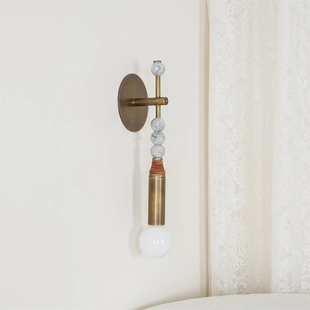 Wall Lamp | Brass Body & Marble Accent | 48 cm Height