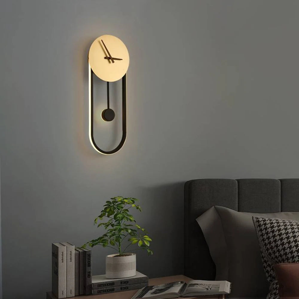 Wall Lamp | Hardwired LED Light & Battery Clock