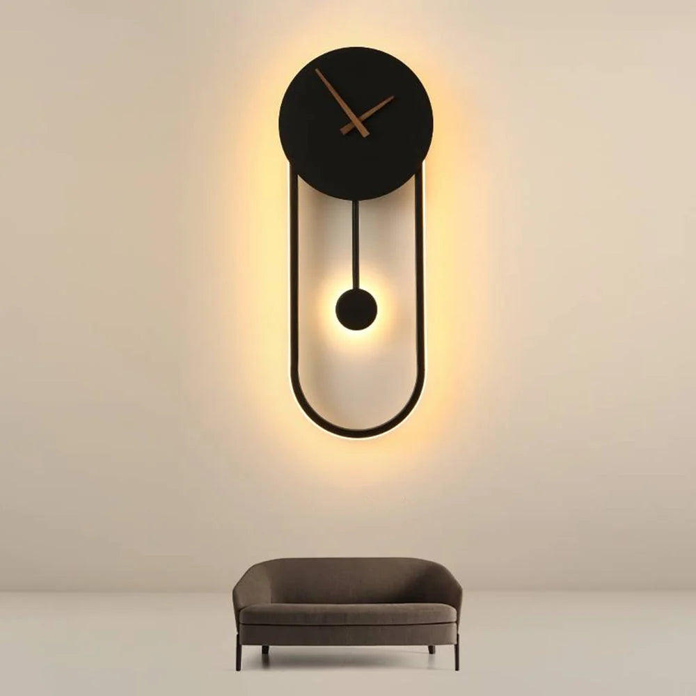 Wall Lamp | Hardwired LED Light & Battery Clock