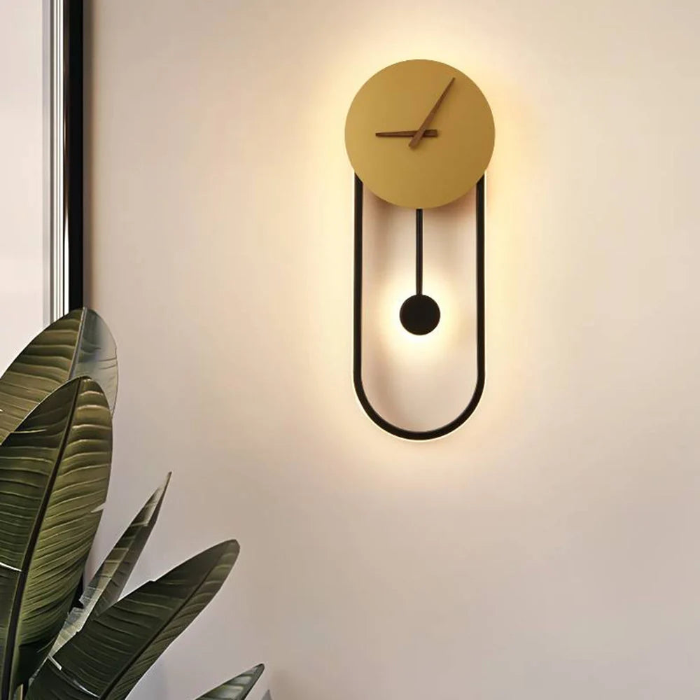 Wall Lamp | Hardwired LED Light & Battery Clock